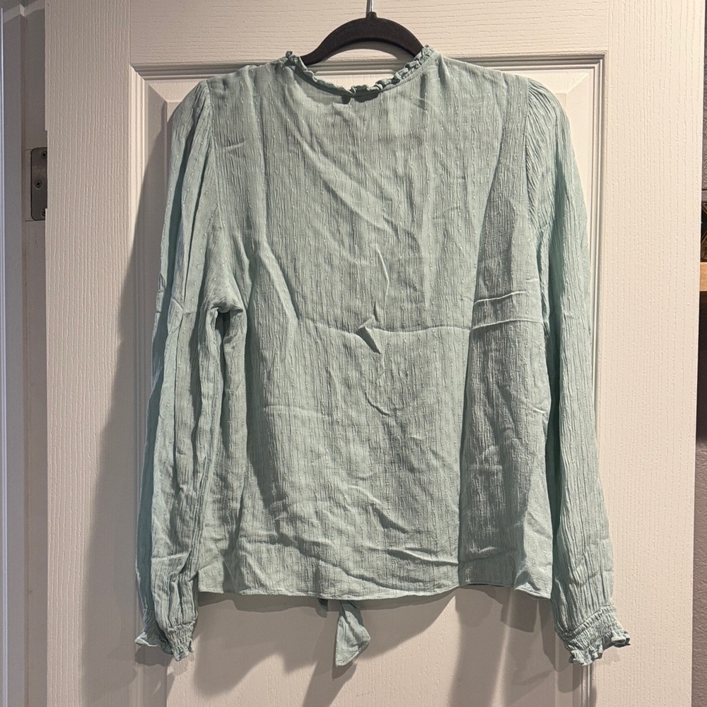 1. State Light Green Button-Down Blouse - Picture 8 of 9